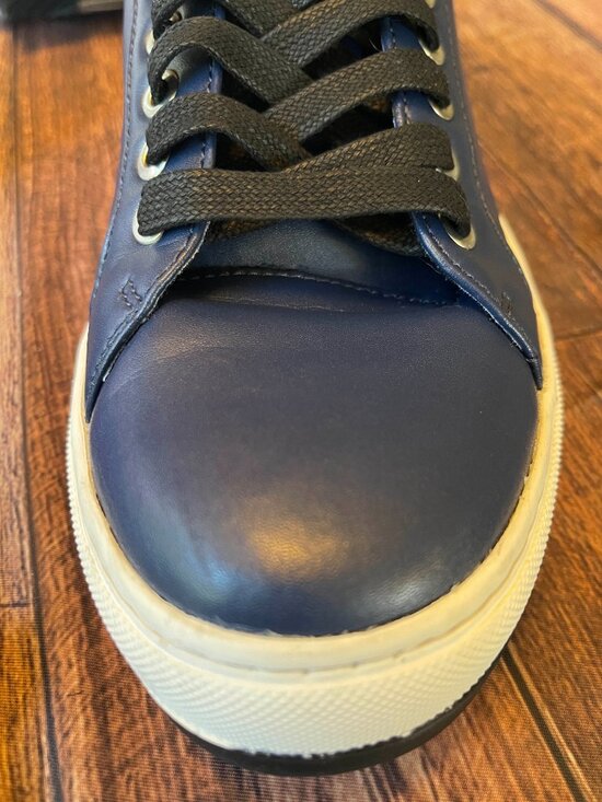 Karl Lagerfeld Paris Men\'s Leather Low Top Sneaker Designer Navy Blue Size 8 main image 6